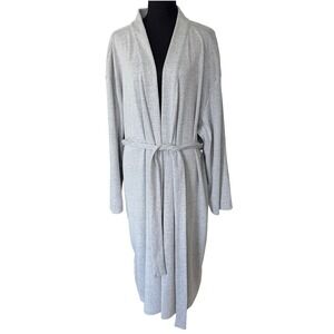 Haven Well Within Womens XXL Gray Knit Belted Full Length Robe Pockets Lounge